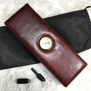 Genuine Italian Leather Cedar Wood Hygrometer Humidor w/ Storage Bag & Punch